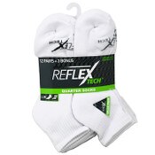 Wholesale - 15pk REFLEX WHITE MEN CUSHION QTR SOCKS SIZE 10-13, UPC: 194587535373